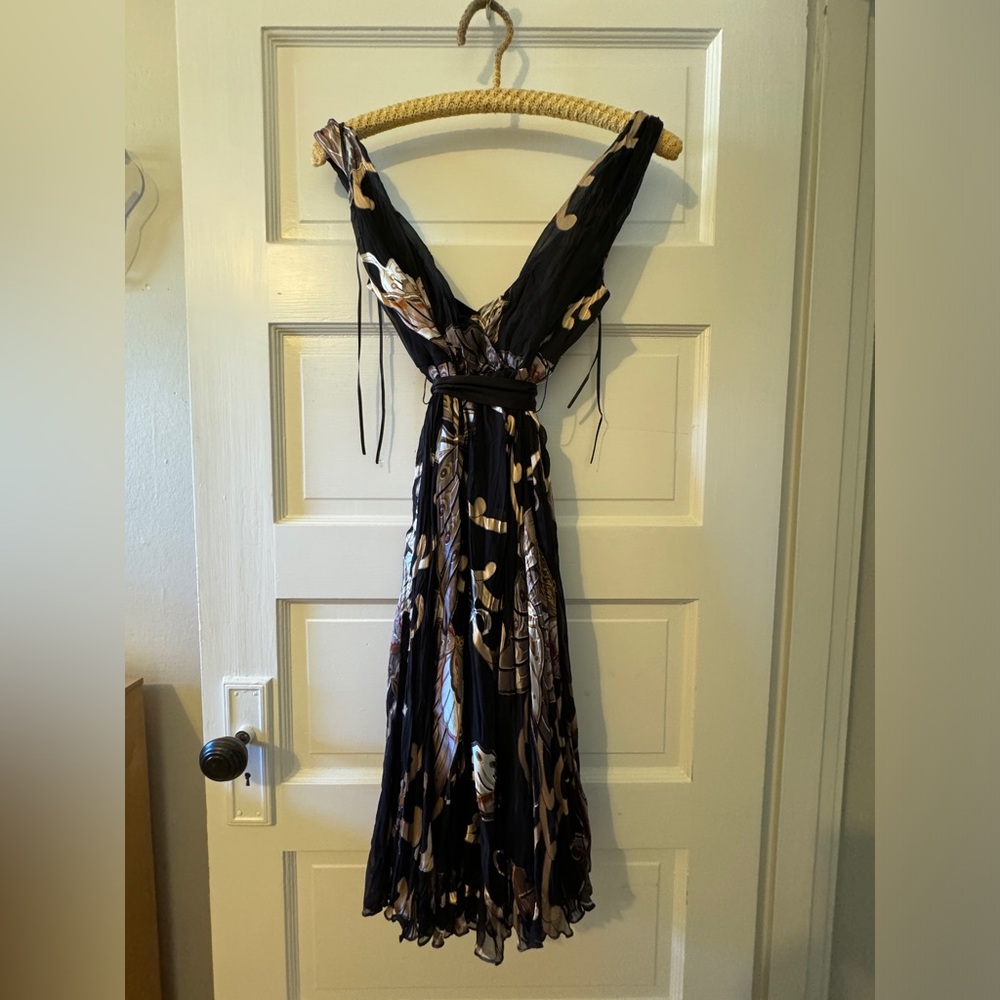 Black deep V floral dress